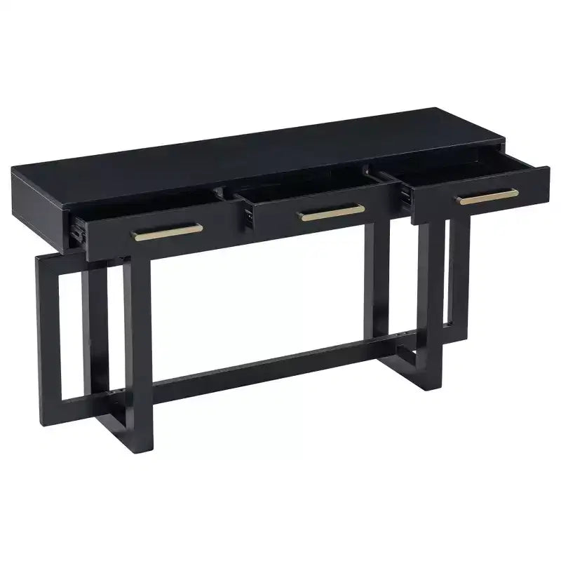 Okak 57IN Elegante Tavolo Consolle con Gambe dal Design Unico, Tavolo da Ingresso con 3 Cassetti e Maniglie in Metallo, Tavolo da Corridoio per Soggiorno, Ingresso