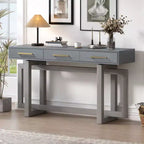 Okak 57IN Elegante Tavolo Consolle con Gambe dal Design Unico, Tavolo da Ingresso con 3 Cassetti e Maniglie in Metallo, Tavolo da Corridoio per Soggiorno, Ingresso