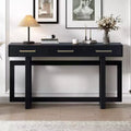Okak 57IN Elegante Tavolo Consolle con Gambe dal Design Unico, Tavolo da Ingresso con 3 Cassetti e Maniglie in Metallo, Tavolo da Corridoio per Soggiorno, Ingresso