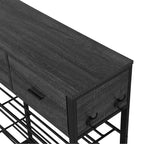 Scarpiera a 4 ripiani con 2 cassetti, Organizzatore per scarpe in metallo per 9 paia con ripiani e piano in legno, per Ingresso, Corridoio, Atrio, Armadio