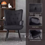 Poltrona moderna Furniliving, poltrona a pozzetto in velluto trapuntato con bottoni e braccioli per ufficio/soggiorno/camera da letto