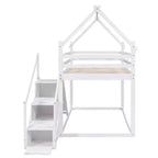 Letti a castello per la casa con scivolo e scale contenitore, letto a castello in legno con tetto e scale per bambine e bambini