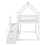 Letti a castello per la casa con scivolo e scale contenitore, letto a castello in legno con tetto e scale per bambine e bambini