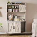 Large Cat Litter Box Enclosure Furniture with 3 Open Shelves, Farmhouse Style Pet House with Storage Cabinet & Scratch Pad