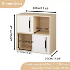 Credenza Contenitore Mobile Buffet Mobile Accento con Ante Scorrevoli, Organizer a 2 Livelli con Ripiani Aperti e Chiusi, Naturale+Bianco - ModernLuxe