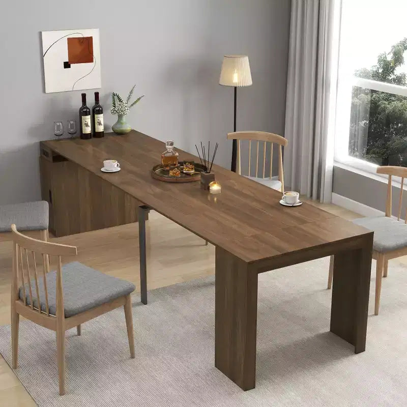 Tavolo da pranzo allungabile moderno Okak 118IN, tavolo da cucina multifunzione con contenitore, tavolo pieghevole salvaspazio per feste e riunioni
