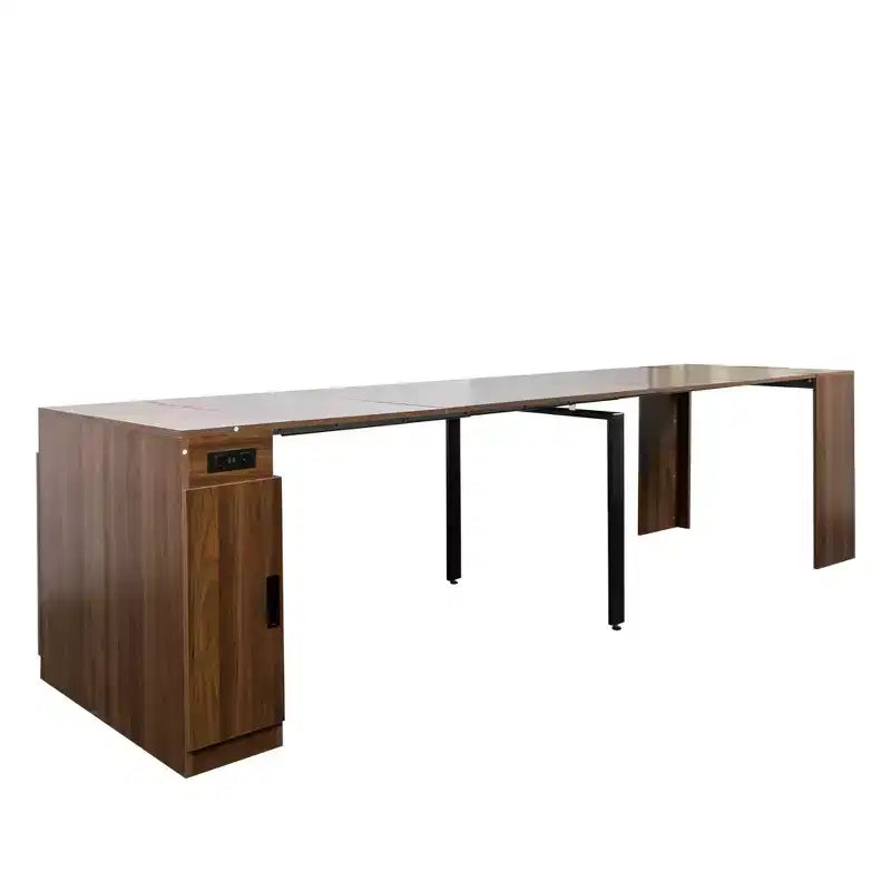 Tavolo da pranzo allungabile moderno Okak 118IN, tavolo da cucina multifunzione con contenitore, tavolo pieghevole salvaspazio per feste e riunioni