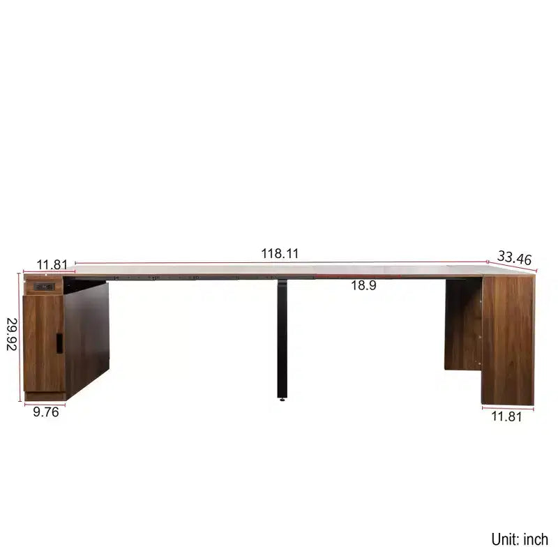 Tavolo da pranzo allungabile moderno Okak 118IN, tavolo da cucina multifunzione con contenitore, tavolo pieghevole salvaspazio per feste e riunioni