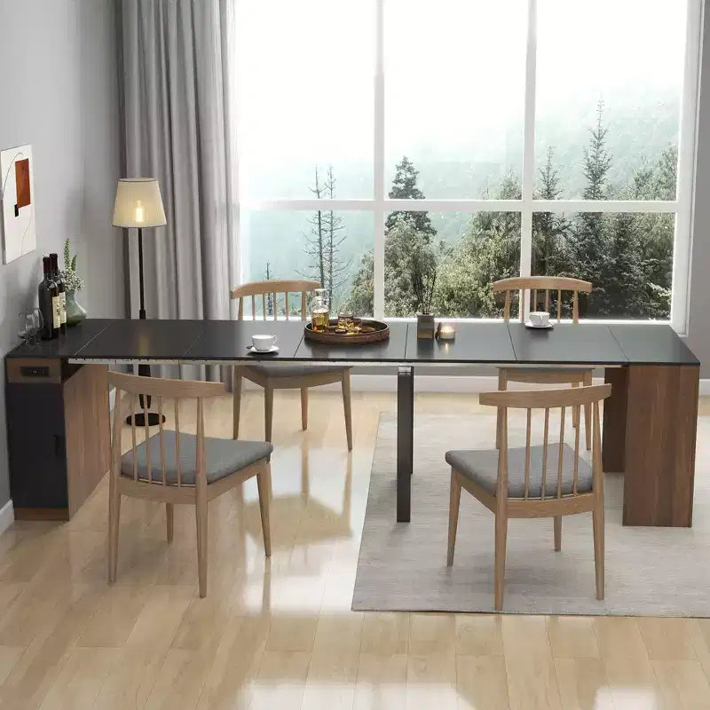 Tavolo da pranzo allungabile moderno Okak 118IN, tavolo da cucina multifunzione con contenitore, tavolo pieghevole salvaspazio per feste e riunioni