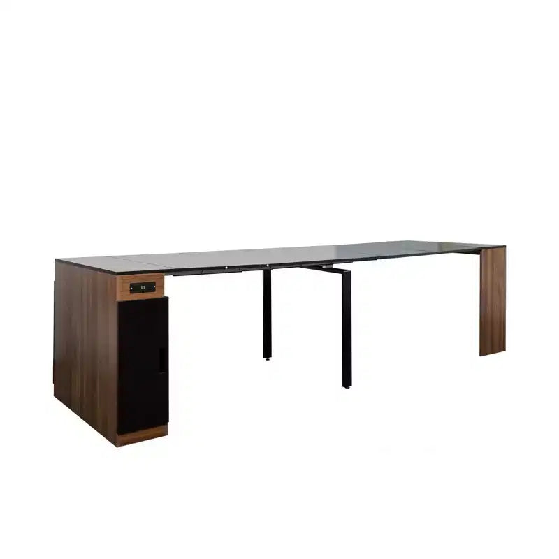 Tavolo da pranzo allungabile moderno Okak 118IN, tavolo da cucina multifunzione con contenitore, tavolo pieghevole salvaspazio per feste e riunioni
