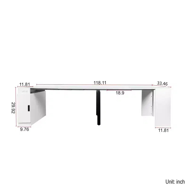 Tavolo da pranzo allungabile moderno Okak 118IN, tavolo da cucina multifunzione con contenitore, tavolo pieghevole salvaspazio per feste e riunioni