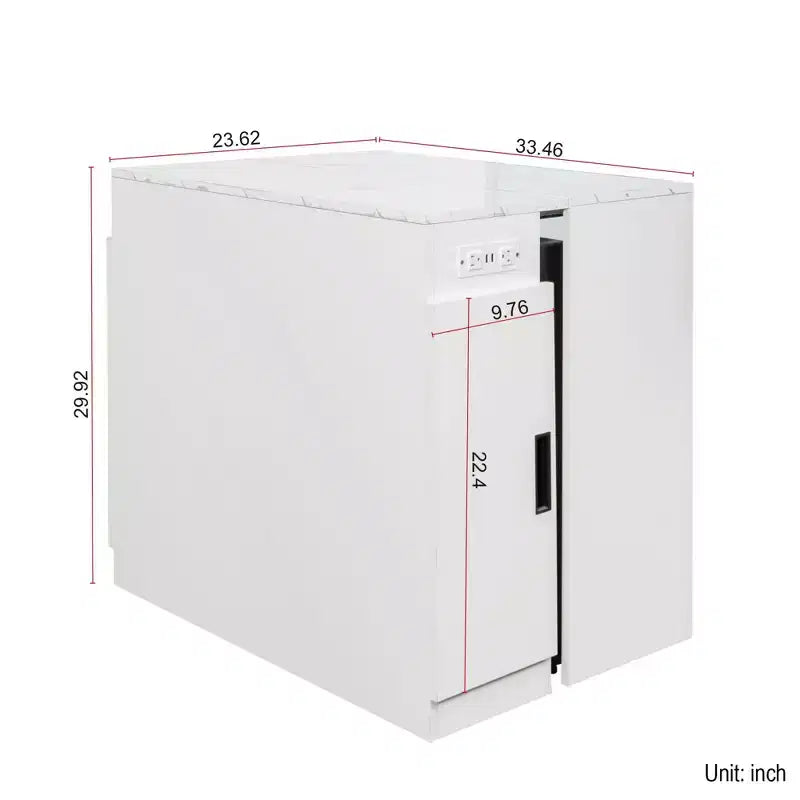 Tavolo da pranzo allungabile moderno Okak 118IN, tavolo da cucina multifunzione con contenitore, tavolo pieghevole salvaspazio per feste e riunioni