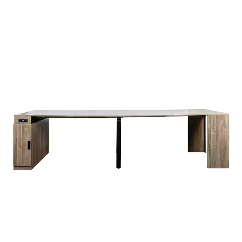 Tavolo da pranzo allungabile moderno Okak 118IN, tavolo da cucina multifunzione con contenitore, tavolo pieghevole salvaspazio per feste e riunioni