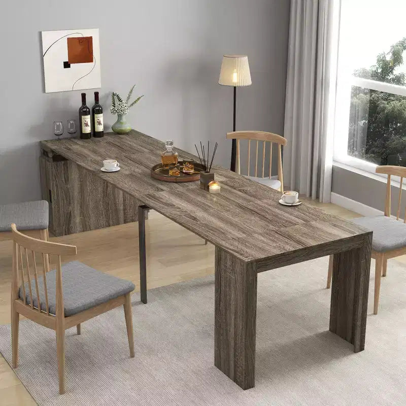 Tavolo da pranzo allungabile moderno Okak 118IN, tavolo da cucina multifunzione con contenitore, tavolo pieghevole salvaspazio per feste e riunioni