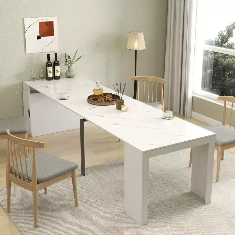 Tavolo da pranzo allungabile moderno Okak 118IN, tavolo da cucina multifunzione con contenitore, tavolo pieghevole salvaspazio per feste e riunioni