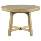 Okak 58IN Tavolo da pranzo rotondo allungabile in stile rustico, tavolo da cucina con gambe spesse incrociate e piano pesante, tavolo pieghevole per sala da pranzo