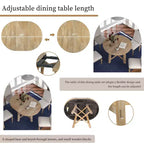 Okak 58IN Tavolo da pranzo rotondo allungabile in stile rustico, tavolo da cucina con gambe spesse incrociate e piano pesante, tavolo pieghevole per sala da pranzo
