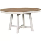 Okak 58IN Tavolo da pranzo rotondo allungabile in stile rustico, tavolo da cucina con gambe spesse incrociate e piano pesante, tavolo pieghevole per sala da pranzo