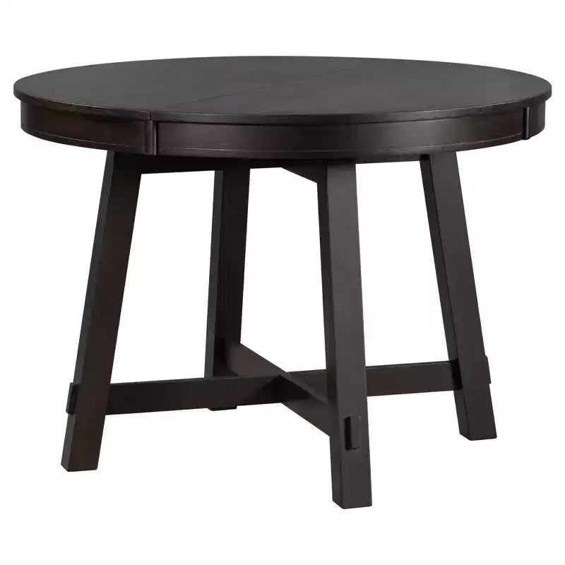 Okak 58IN Tavolo da pranzo rotondo allungabile in stile rustico, tavolo da cucina con gambe spesse incrociate e piano pesante, tavolo pieghevole per sala da pranzo