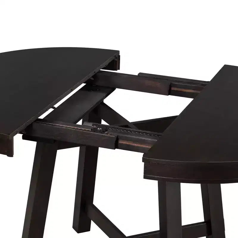 Okak 58IN Tavolo da pranzo rotondo allungabile in stile rustico, tavolo da cucina con gambe spesse incrociate e piano pesante, tavolo pieghevole per sala da pranzo