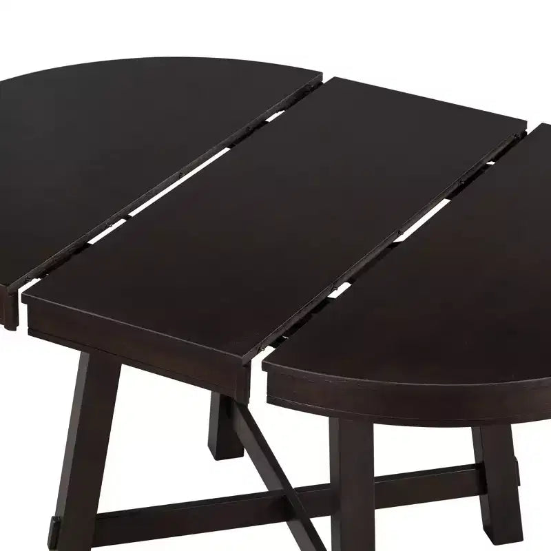 Okak 58IN Tavolo da pranzo rotondo allungabile in stile rustico, tavolo da cucina con gambe spesse incrociate e piano pesante, tavolo pieghevole per sala da pranzo