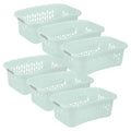 Sterilite HipHold Laundry Basket, 1.5 Bushel Plastic Clothes Hamper, Mint, 6 Pk
