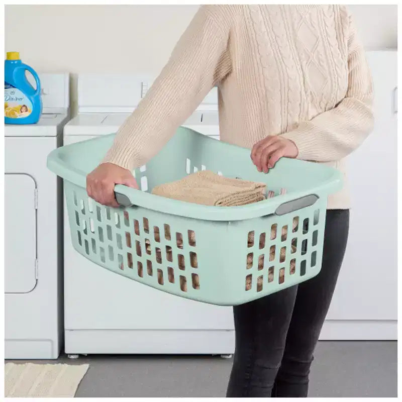 Cesto portabiancheria Sterilite HipHold, cesto per vestiti in plastica da 53 litri, menta, confezione da 6 pezzi