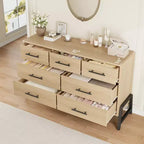 7 Cassettiere per camera da letto, cassettiera a 5 cassetti freestanding da 52" di larghezza con spazio di archiviazione, cassettiera rustica in rovere naturale per soggiorno, camera da letto