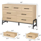 7 Cassettiere per camera da letto, cassettiera a 5 cassetti freestanding da 52" di larghezza con spazio di archiviazione, cassettiera rustica in rovere naturale per soggiorno, camera da letto