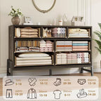 7 Cassettiere per camera da letto, cassettiera a 5 cassetti freestanding da 52" di larghezza con spazio di archiviazione, cassettiera rustica in rovere naturale per soggiorno, camera da letto