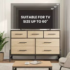 7 Cassettiere per camera da letto, cassettiera a 5 cassetti freestanding da 52" di larghezza con spazio di archiviazione, cassettiera rustica in rovere naturale per soggiorno, camera da letto