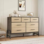 7 Cassettiere per camera da letto, cassettiera a 5 cassetti freestanding da 52" di larghezza con spazio di archiviazione, cassettiera rustica in rovere naturale per soggiorno, camera da letto