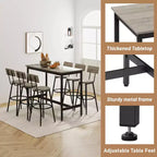 Set da Pranzo Zevemomo a 7 Pezzi ad Altezza Bancone, 6 Sgabelli Imbottiti in PU, Set Tavolo Alto Salvaspazio per Piccoli Spazi, Grigio