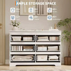 Cassettiera Moderna Bianca a 6 Cassetti, Comò Moderno Semplice, Cassettiera a 6 Cassetti per Vestiti per la Camera da Letto, Cassettiera Doppia in Legno