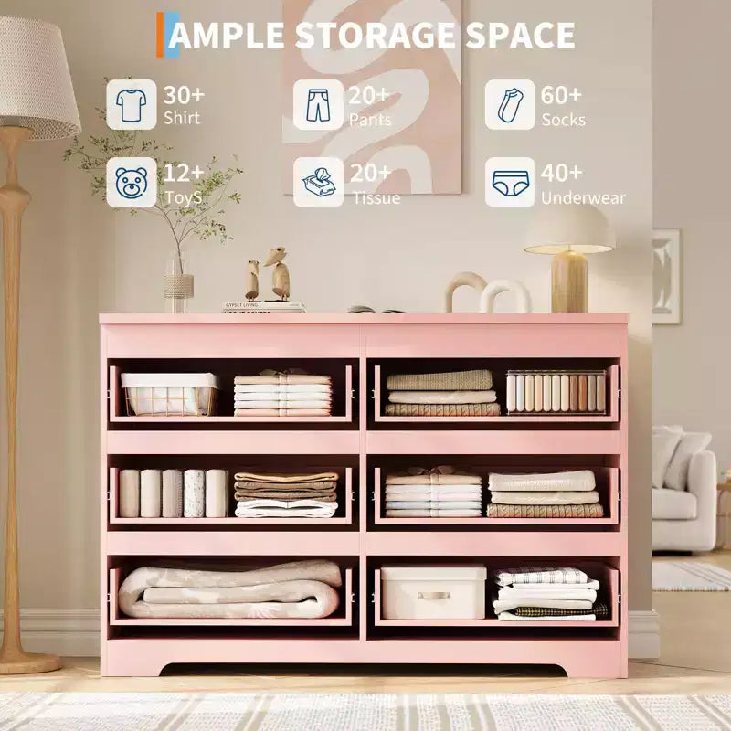 Cassettiera Moderna Bianca a 6 Cassetti, Comò Moderno Semplice, Cassettiera a 6 Cassetti per Vestiti per la Camera da Letto, Cassettiera Doppia in Legno