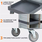 Carrello Janitorial Commerciale, Carrello per Pulizie a 3 Ripiani con Armadietti e Sacca Biancheria
