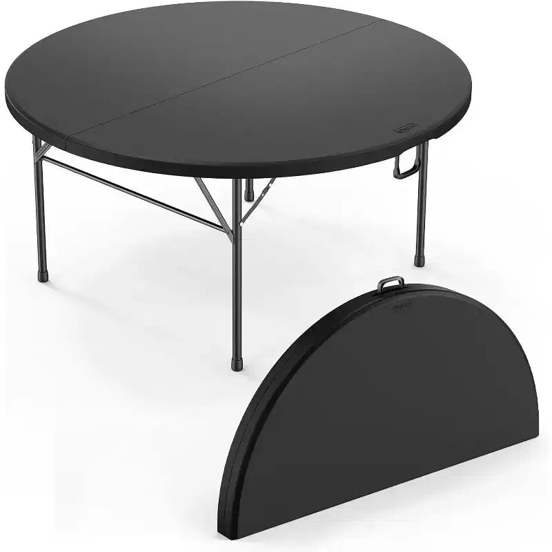 VINGLI Tavolo Commerciale Pieghevole Rotondo Nero da 1,5 metri, Tavolo da Pranzo Pieghevole in Plastica Portatile da 150 cm per Cucina Feste Matrimoni Eventi, Confezione da 1