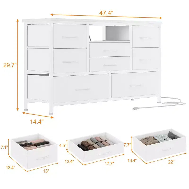 Mobile TV per Camera da Letto, Consolle TV con 8 Cassetti e Ripiani Aperti per Soggiorno, Ingresso