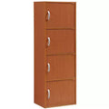 HomeStock 48 in H and 36 in.W Cherry Wood Utility Storage Cabinets with 4 -Doors and 3 Shelves