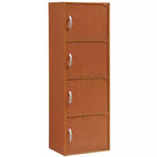 HomeStock 48 in H and 36 in.W Cherry Wood Utility Storage Cabinets with 4 -Doors and 3 Shelves