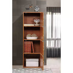 HomeStock armadietti multiuso in legno di ciliegio, alti 122 cm e larghi 91 cm, con 4 ante e 3 ripiani