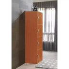 HomeStock armadietti multiuso in legno di ciliegio, alti 122 cm e larghi 91 cm, con 4 ante e 3 ripiani