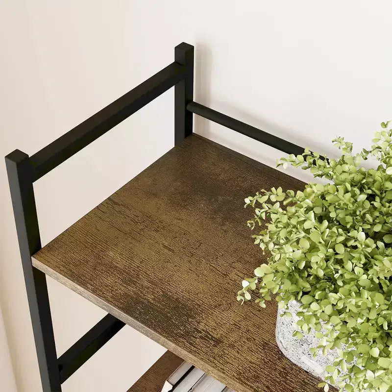 Libreria a cinque ripiani, scaffale portaoggetti vintage con ripiani aperti e struttura in metallo, adatta per soggiorno, ufficio domestico