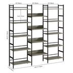 Libreria a cinque ripiani, scaffale portaoggetti vintage con ripiani aperti e struttura in metallo, adatta per soggiorno, ufficio domestico
