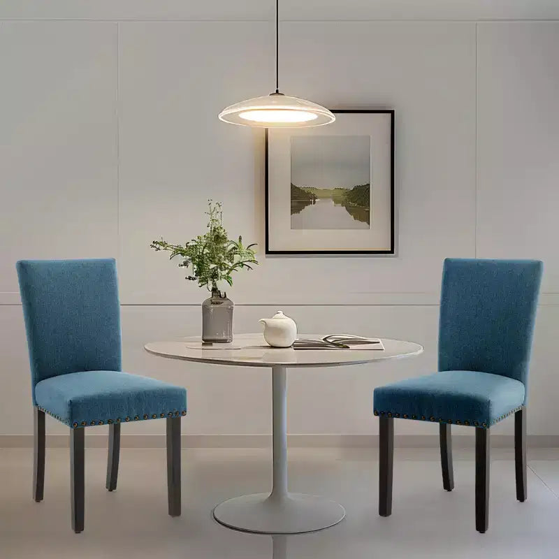 COZONY Set di 2 sedie da pranzo imbottite con bordo borchiato, sedie da pranzo Parsons con gambe in legno, sedie laterali in tessuto per cucina