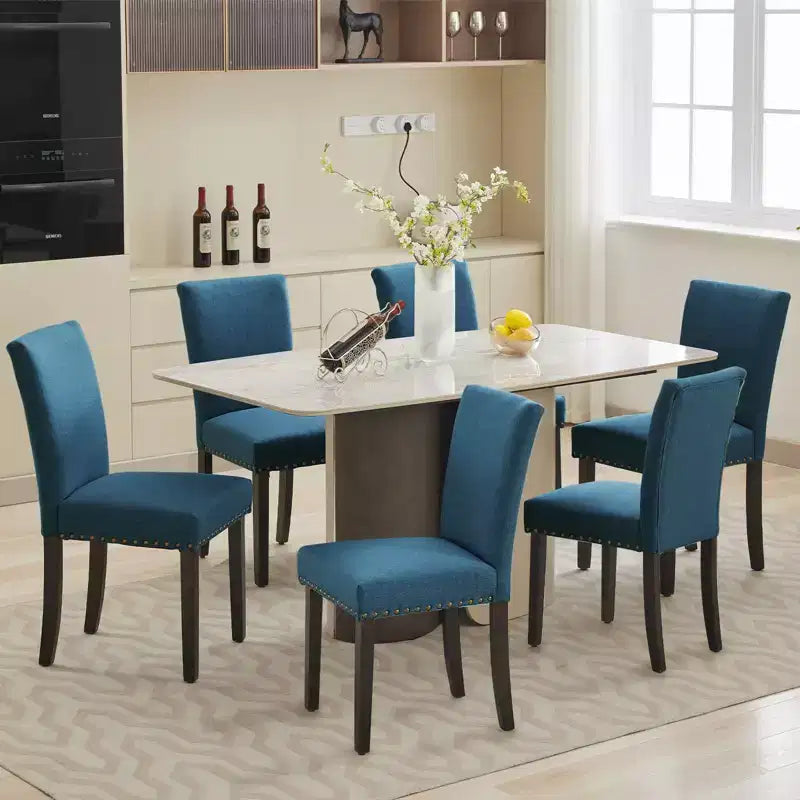 COZONY Set di 2 sedie da pranzo imbottite con bordo borchiato, sedie da pranzo Parsons con gambe in legno, sedie laterali in tessuto per cucina