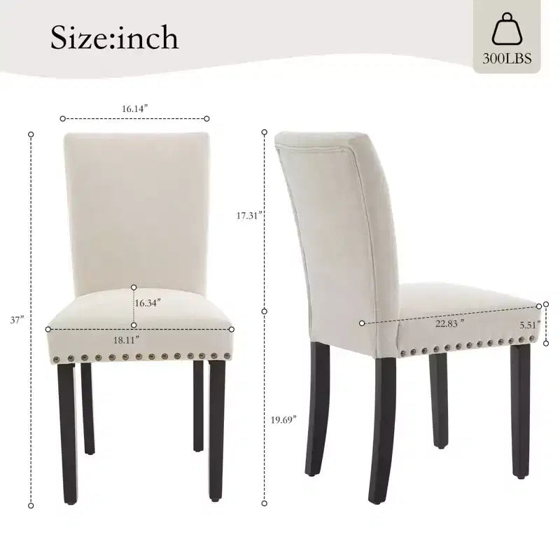 COZONY Set di 2 sedie da pranzo imbottite con bordo borchiato, sedie da pranzo Parsons con gambe in legno, sedie laterali in tessuto per cucina