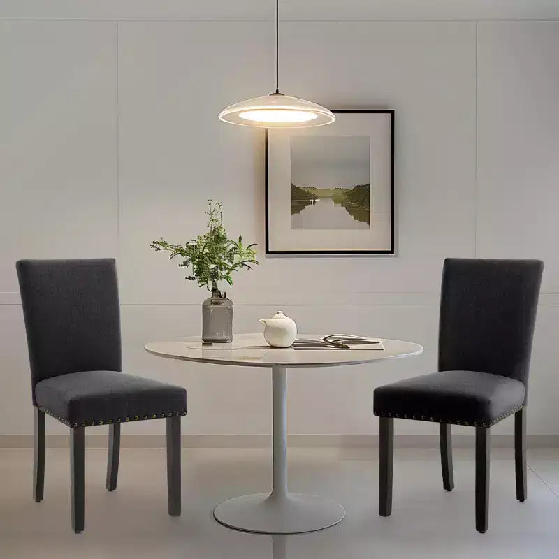 COZONY Set di 2 sedie da pranzo imbottite con bordo borchiato, sedie da pranzo Parsons con gambe in legno, sedie laterali in tessuto per cucina