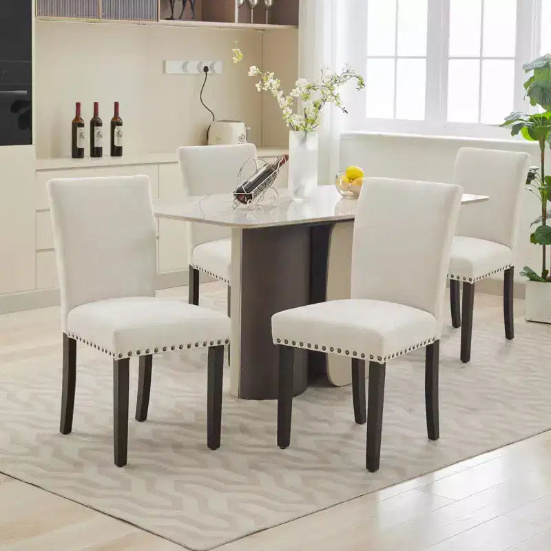 COZONY Set di 2 sedie da pranzo imbottite con bordo borchiato, sedie da pranzo Parsons con gambe in legno, sedie laterali in tessuto per cucina