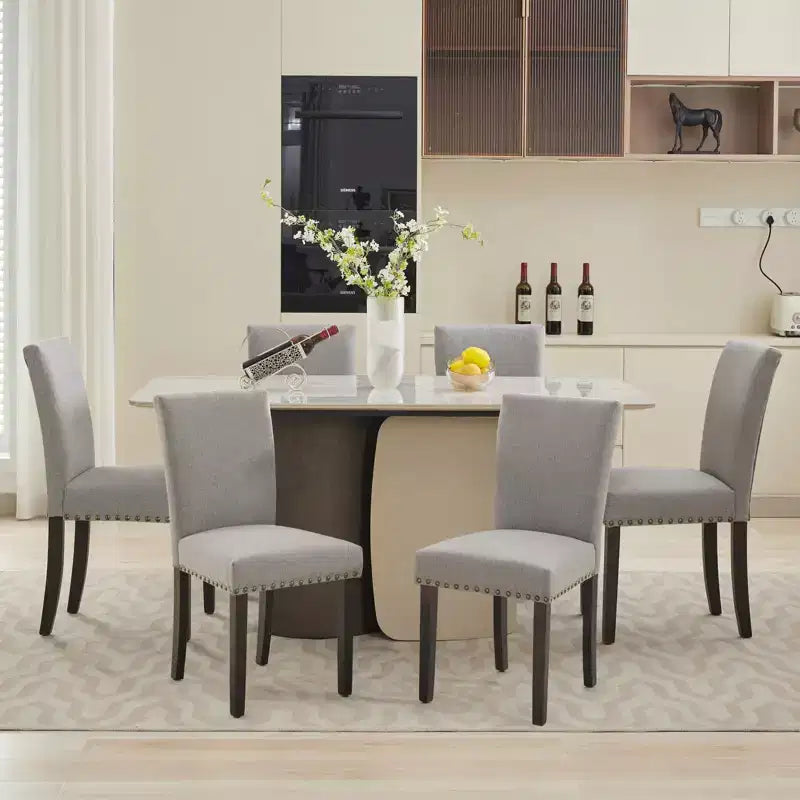 COZONY Set di 2 sedie da pranzo imbottite con bordo borchiato, sedie da pranzo Parsons con gambe in legno, sedie laterali in tessuto per cucina